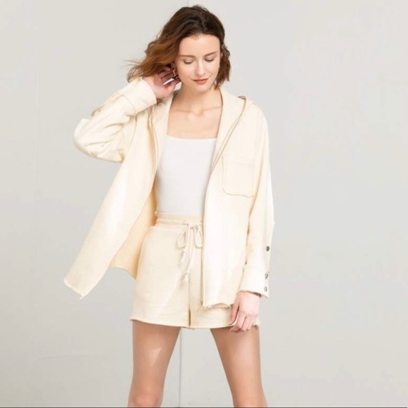 Soft Atlantic Beige Sweat Set with shorts by J.ING - Picture 3 of 12